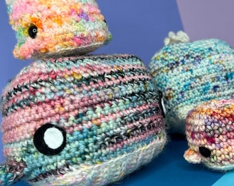 Cube Whale - 2 sizes - keychain stuffled animal - PDF crochet PATTERN