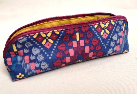Handmade Pencil Cases, School Supplies, Blue and Red Pencil Case, Slim  Pencil Case, Pencil Case That Opens Wide, Cute Pencil Case 