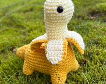 Banana dino dinosaur, bananasaurus, diplodocus - stuffed animal, plushy toy - PDF crochet PATTERN