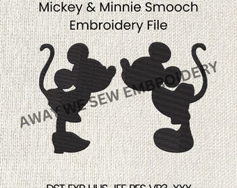 Archivo de bordado "Mickey y Minnie Kiss" - Descarga digital