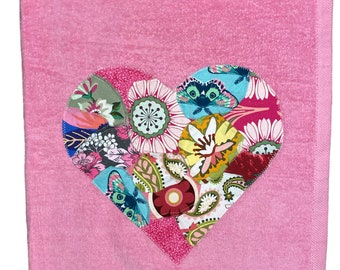 Heart appliqué towel- one of one