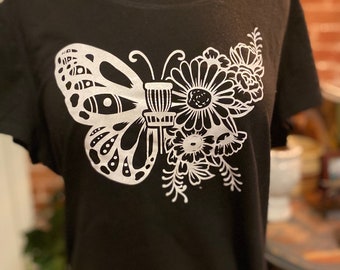 Womens disc golf Tshirt butterflies