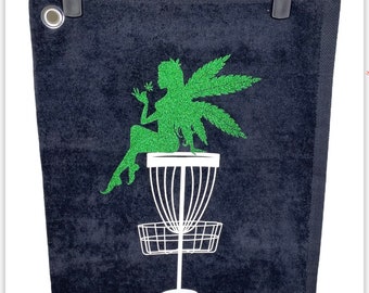 Weed Fairy Glitter disc golf towel