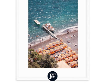 Amalfi Coast Art Prints, Positano Italy, Arienzo Beach Club Fine Art Photography Print, Europe Beach Umbrella Wall Decor, La Dolce Vita Vibe