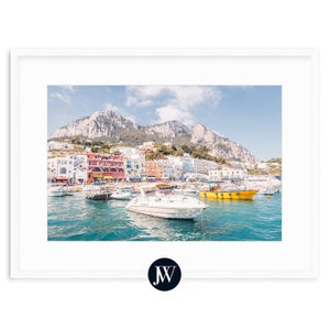 Capri Italy Coastal Art Print, Amalfi Coast Fine Art Photography, Framed Wall Decor for Modern Interiors, Marina Grande Large Coastal Prints