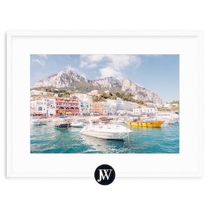 Capri Italy Coastal Art Print, Amalfi Coast Fine Art Photography, Framed Wall Decor for Modern Interiors, Marina Grande Large Coastal Prints