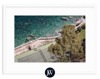 French Riviera Art Print, Cap Estel Tennis Court, Cote D'Azur Posters, Joie de Vivre, Dolce Far Niente Vintage Photography, Game Set Match