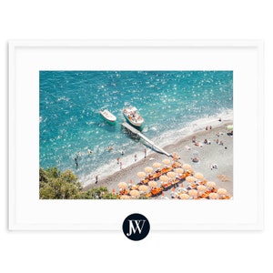 Amalfi Coast Art Print, Arienzo Beach Club Photo, Positano Italy Artwork, Aerial Fine Art Beach Photography with Framing Option by JW Prints