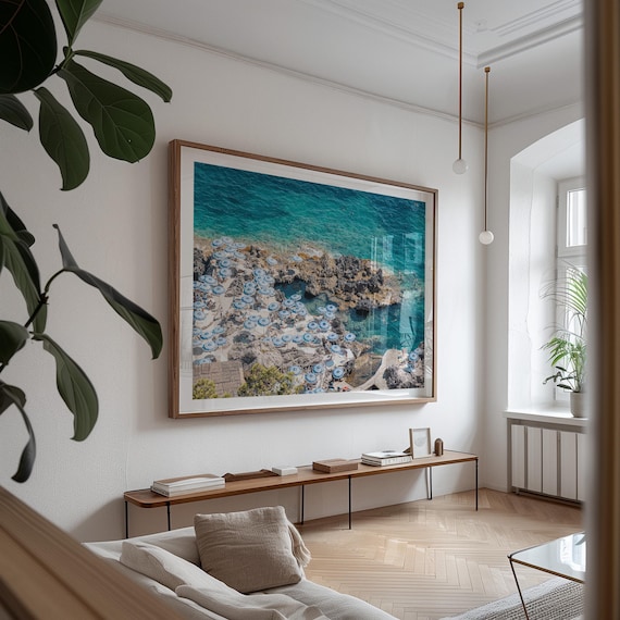 Capri Italy Art Prints, Amalfi Coast Framed Photography, La Fontelina Beach Club Aerial Print, Oversized Fine Art Wall Decor, La Dolce Vita