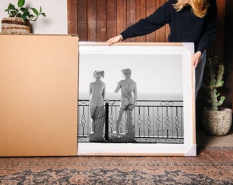 Amalfi Coast Art Print, Black and White Fine Art Photography Prints, Amalfi Coast Poster, Cheeky Bathroom Decor, Dolce Far Niente Vibes