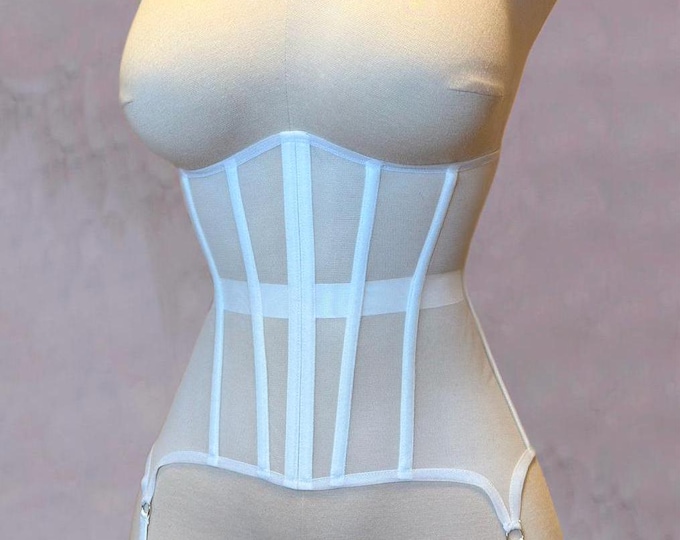 White Lace Underbust Corset, Wedding Lingerie, Steel Boned - Etsy Canada