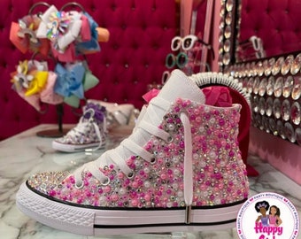bedazzled white converse