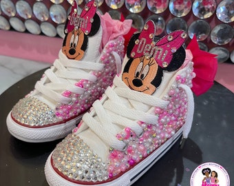 Free Shipping, FREE GIFT w/purchase Minnie Mouse bowtique Inspired Bedazzled Converse!!