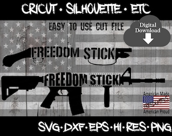 2ème amendement Svg, Freedom Stick, Fusil, Fusil de chasse, Cricut, Silhouette, Vecteur, Facile à utiliser, Téléchargement numérique, Svg, Dxf, Eps, Png, Fichier coupé