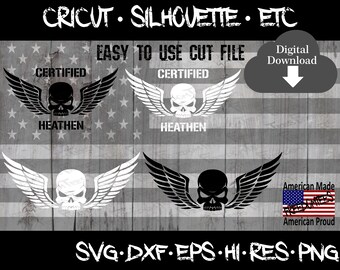 Schedel Svg, Clipart, Vleugels, Heiden, Gecertificeerd, Cricut, Silhouet, Vector, Gemakkelijk te gebruiken, Digitale Download, Svg, Dxf, Eps, Png, Cut File