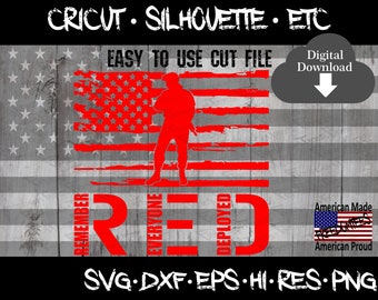 Viernes rojo, recuerda a todos desplegados, militares, Cricut, silueta, vector, fácil de usar, descarga digital, svg, dxf, eps, png, archivo cortado.