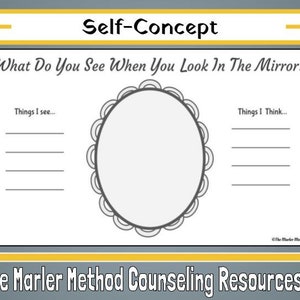CBT Mirror Portrait Art Therapy Worksheet for Children, Teens & Students