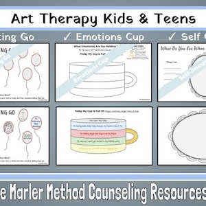 Art Therapy CBT Worksheets for Kids & Teens With Coloring Activity for ...