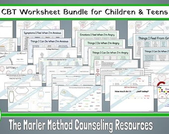 CBT Worksheet Bundle for Children & Teens, Emotional Regulation (Digital Download)