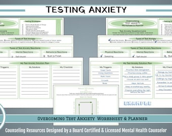 Overcoming TEST / EXAM Anxiety CBT Worksheet & Planner for Students w Relaxation Breathing Exercise