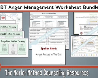 Anger Management CBT Worksheet Bundle: Teens & Children (Digital Download)