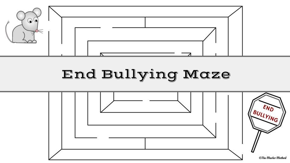 The Bully Mouse CBT Worksheet for Kids &amp; Teens With End Bullying Maze ...