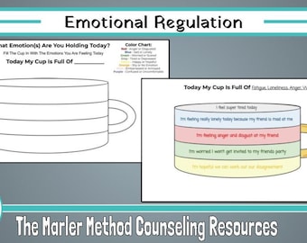 CBT Emotions Cup Coloring Worksheet, Kids & Teens (Digital Download)