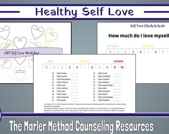 CBT Self-Love Worksheet, Confidence & Self-Esteem Activity (Digital Download)