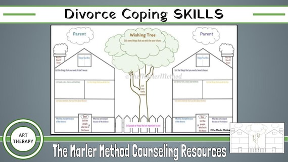 Two-Houses CBT Art Therapy Worksheet, Divorce Coping Skills (Digital Download)