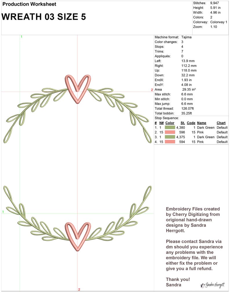Wreath Heart machine embroidery design pattern file, sweet botanical leaf design for wedding engagement valentine birthday pes pec dgt vp3 image 6