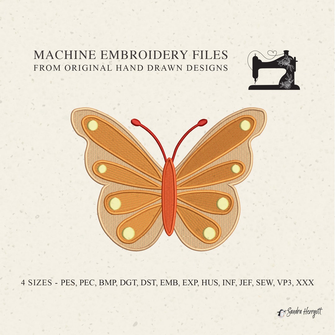 Cute Orange Butterfly Machine Embroidery Design Pattern Sweet - Etsy