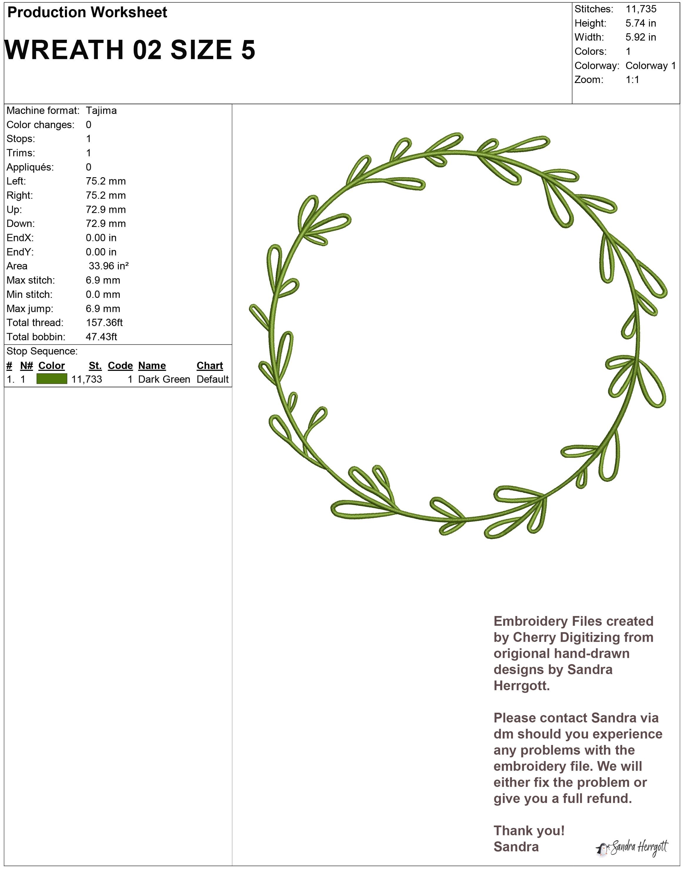 Laurel Wreath Embroidery Design, Sweet Machine Pattern File Botanical ...