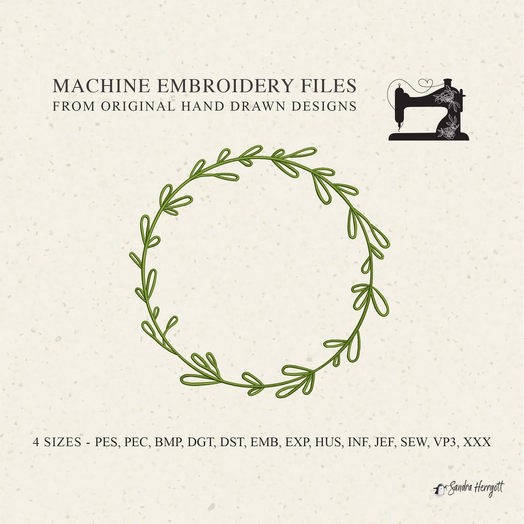 Laurel Wreath Embroidery Design, Sweet Machine Pattern File Botanical ...