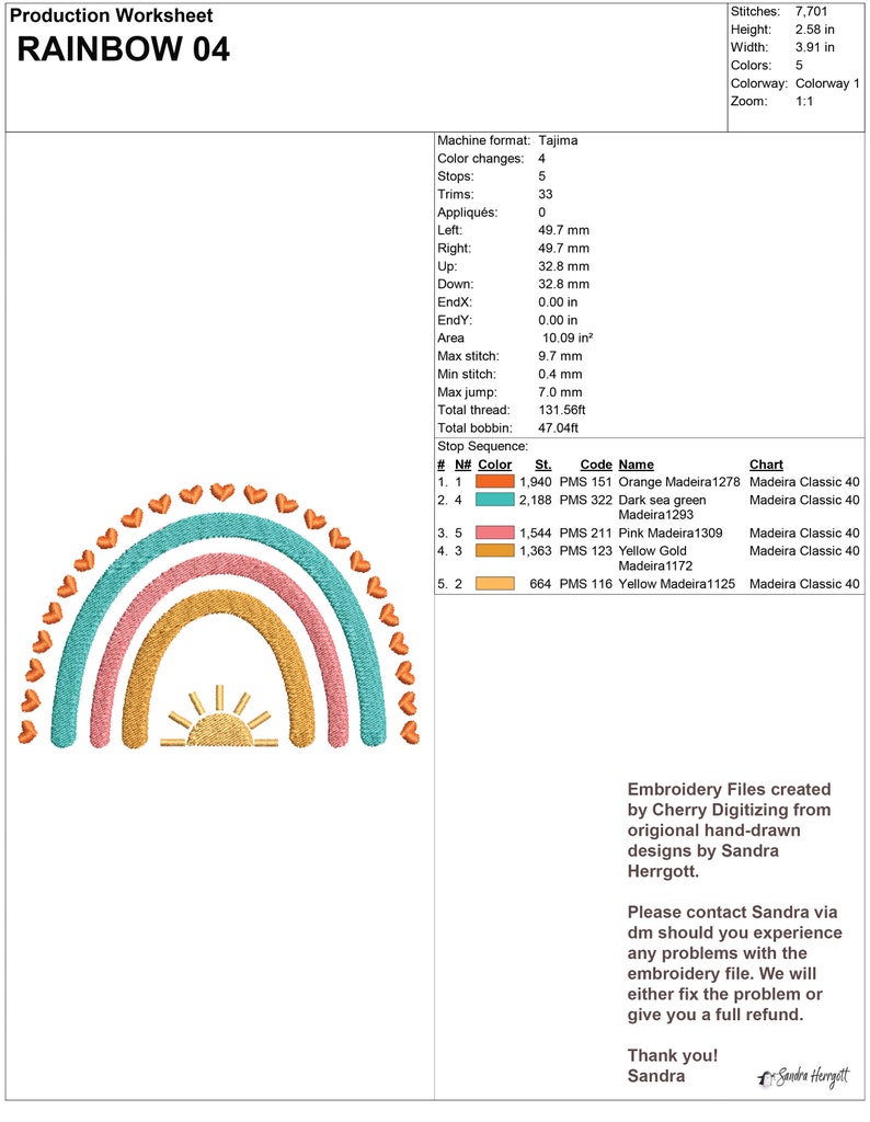 Cute Boho Sun Rainbow Machine Embroidery Design Pattern File, Heart ...