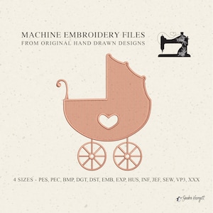 Baby kinderwagen machine borduurwerk ontwerppatroon, zoete kinderwagen home decor kinderkamer ontwerp, kinderwagen kussen kind haar meisje tas handdoek pes pec