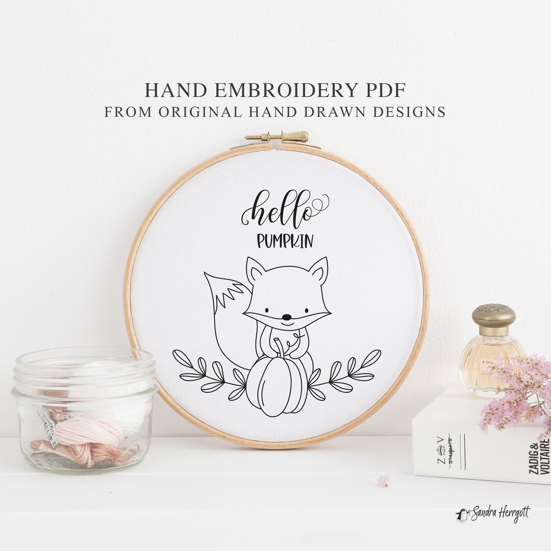 Cute Fox Hand Embroidery PDF Pattern Botanical Autumn Digital - Etsy