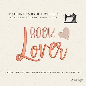 Motif de broderie machine avec citation pour amoureux des livres, idéal pour la rentrée scolaire, pour enfants, garçons et filles, ou pour la maison.
