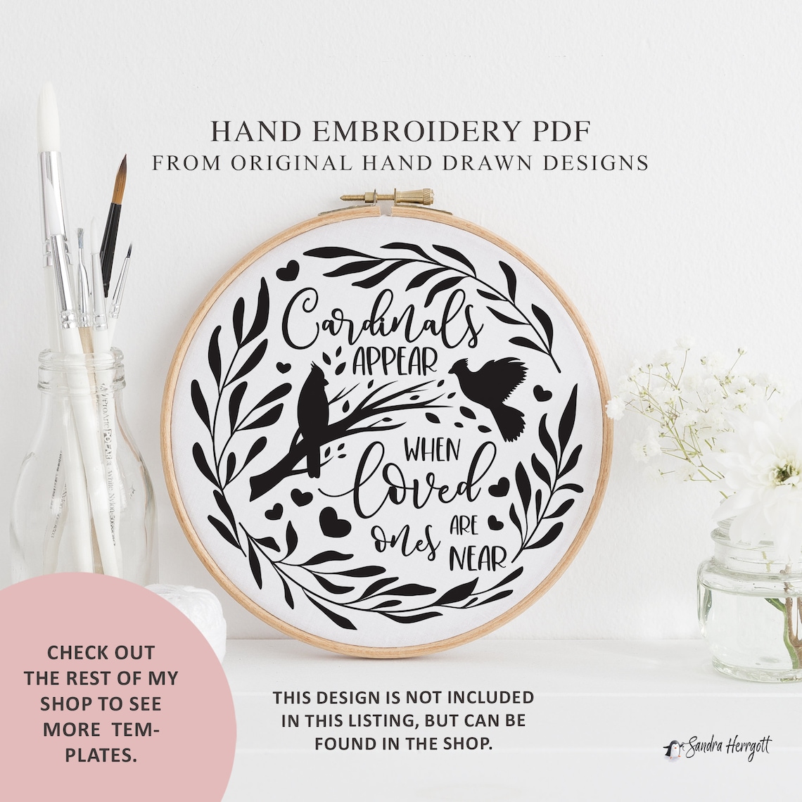 Bunny Bee Daisy Flower Hand Embroidery PDF Pattern Template, Cute ...