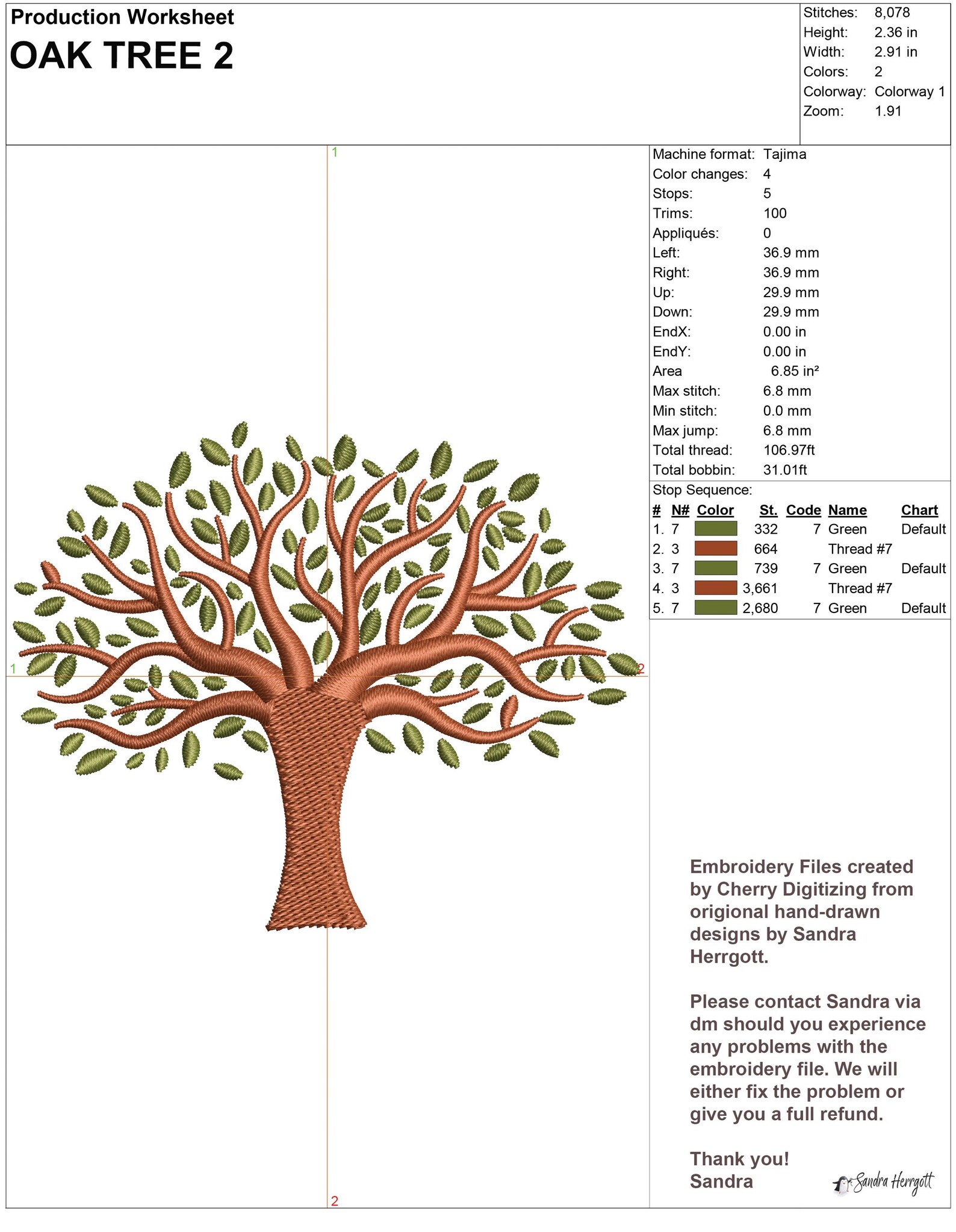 Oak Tree Machine Embroidery Design Pattern File, Pretty Botanical Plant ...
