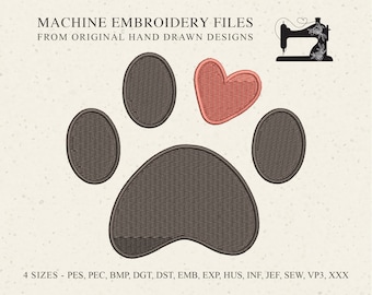 Cute Dog Heart Paw machine embroidery design pattern,dog animal for kid child nursery baby clothing, blanket pes pec dgt vp3 xxx sew jef inf