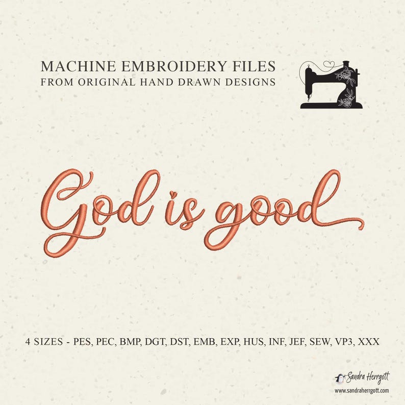God is Good Machine Embroidery Design Pattern File, Cute Lettered Quote ...