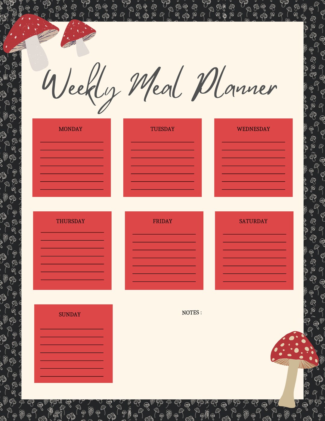 Weekly Meal Planner Digital Printable Download - Etsy