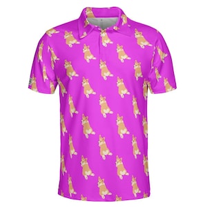 Purple corgi golf polo shirt unisex
