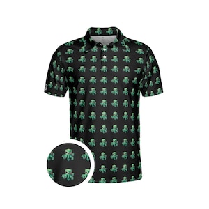 Black Green Squid golf polo shirt unisex