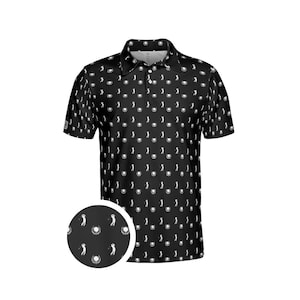Black White Golfer Swinging polo shirt unisex