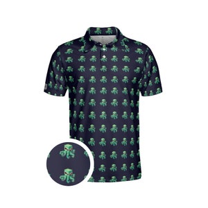 Blue Green Squid golf polo shirt unisex