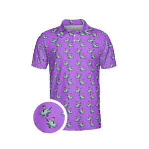 Purple Green Narwal Narwhale golf polo shirt unisex