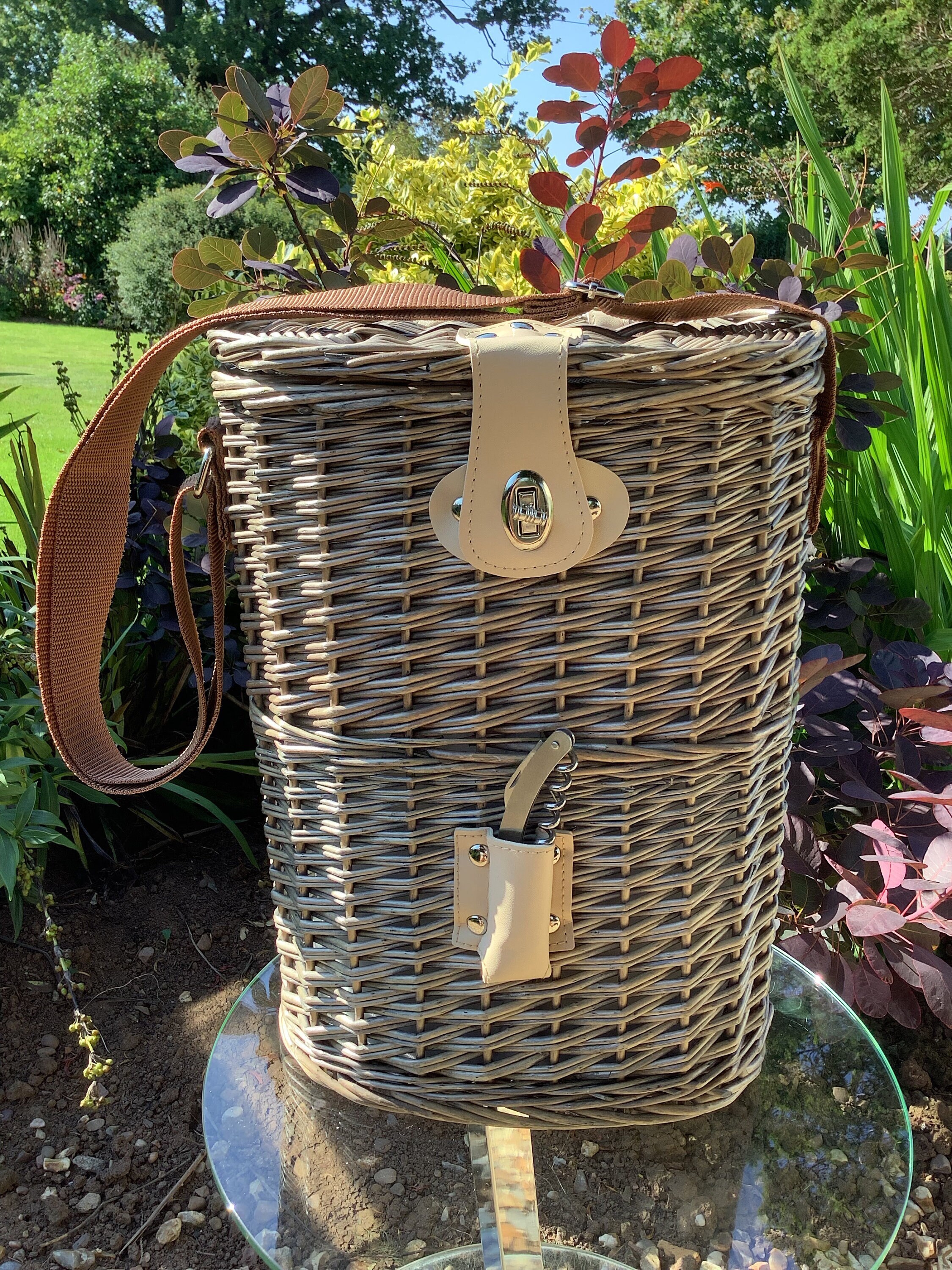 2 Wine Bottle Insulated Chiller Cooler Carrier in Wicker Etsy