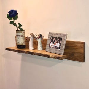 Live Edge Ash Floating Shelf: Rustic Wood Picture Display
