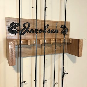 Personalized Fishing Rack: Custom Carved Name Rod Storage, Fishing Accessory